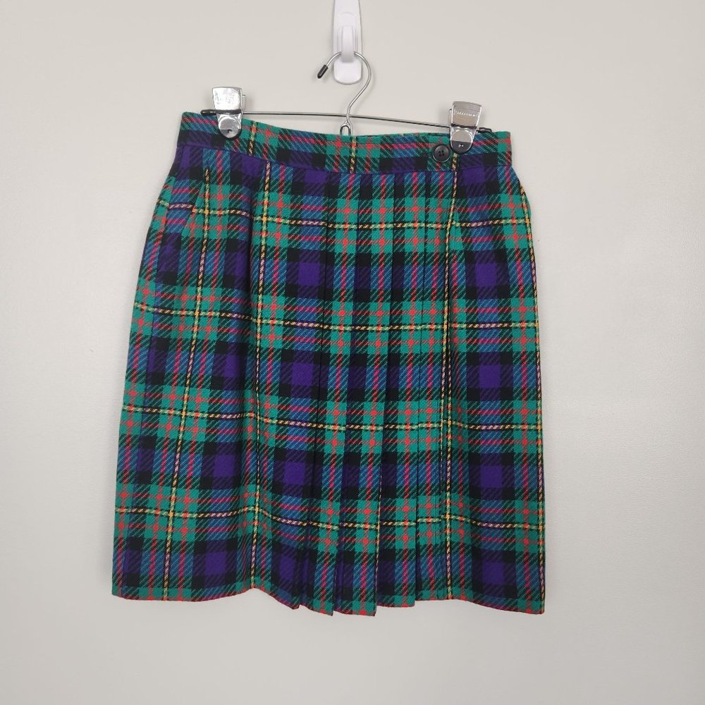 NWT Vintage Pendleton Plaid Wool Wrap Pleated Skirt - Size 12P